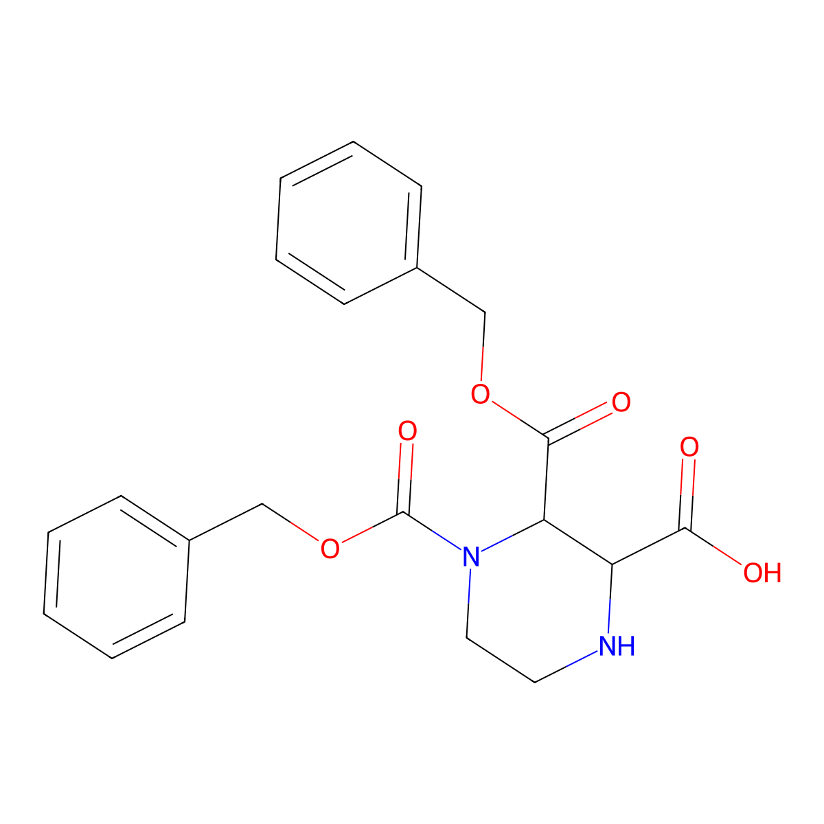 3,4-Bis((benzyloxy)carbonyl)piperazine-2-carboxylic acid molecular structure, CAS 370891-25-1
