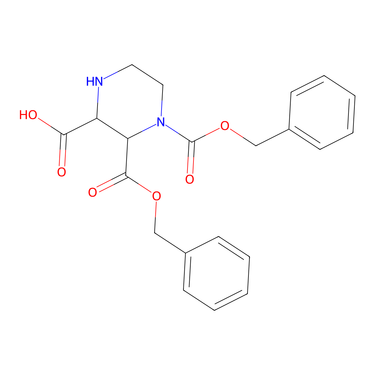 3,4-Bis((benzyloxy)carbonyl)piperazine-2-carboxylic acid molecular structure, CAS 370891-25-1
