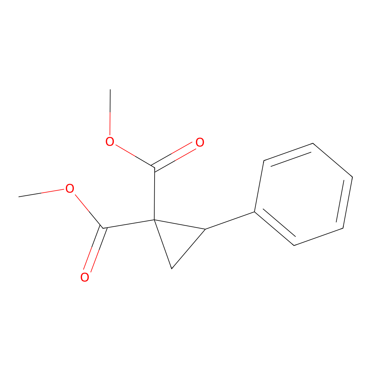 1,1-Cyclopropanedicarboxylic acid, 2-phenyl-, dimethyl ester molecular structure, CAS 3709-20-4