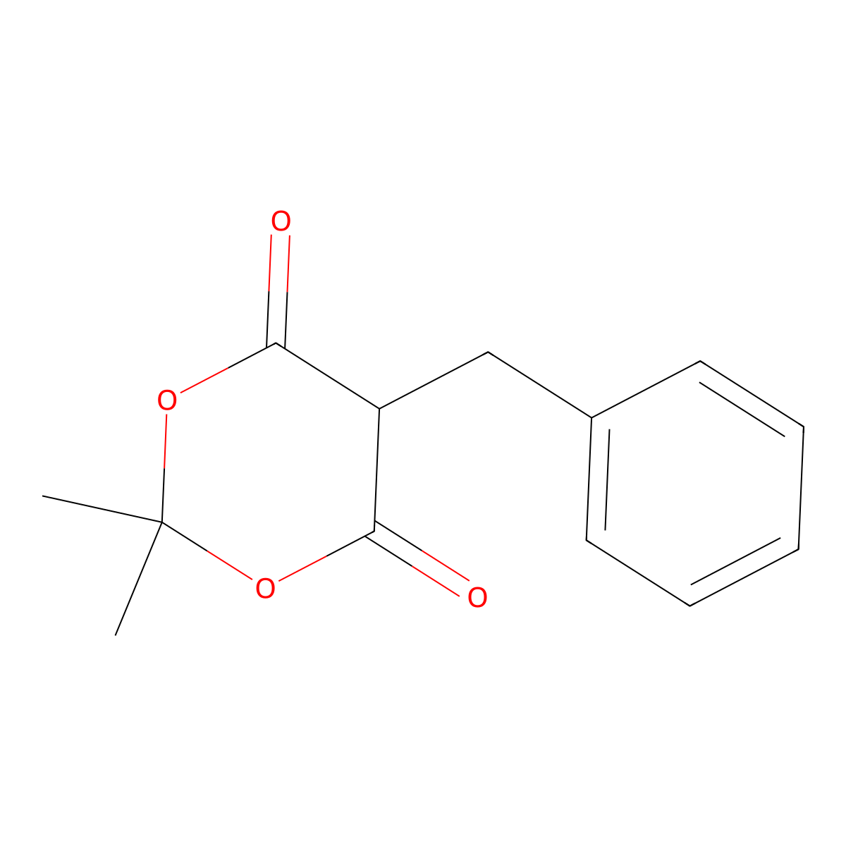 5-Benzyl-2,2-dimethyl-1,3-dioxane-4,6-dione molecular structure, CAS 3709-27-1