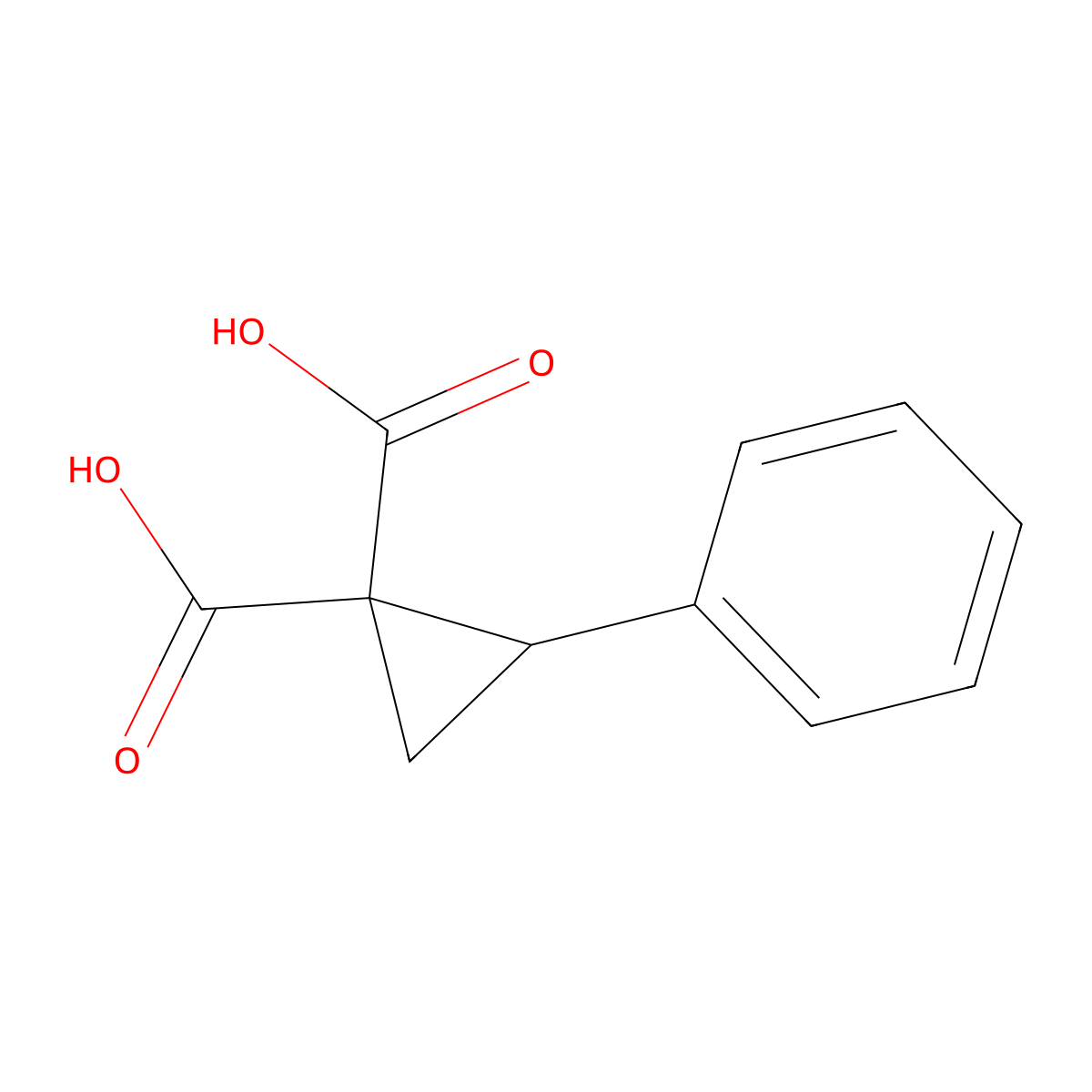 2-phenylcyclopropane-1,1-dicarboxylic Acid molecular structure, CAS 3709-34-0
