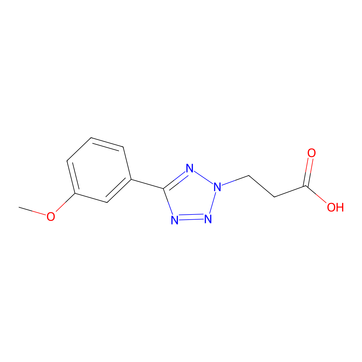 3-[5-(3-Methoxy-phenyl)-tetrazol-2-yl]-propionic acid molecular structure, CAS 37090-34-9