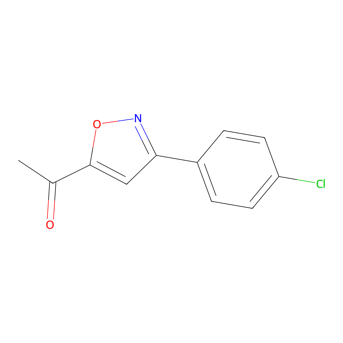 1-[3-(4-Chlorophenyl)-5-isoxazolyl]-1-ethanone molecular structure, CAS 37091-33-1