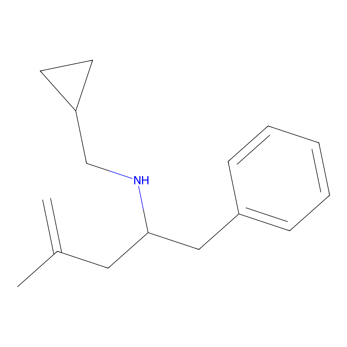 N-(Cyclopropylmethyl)-4-methyl-1-phenylpent-4-en-2-amine molecular structure, CAS 37092-85-6