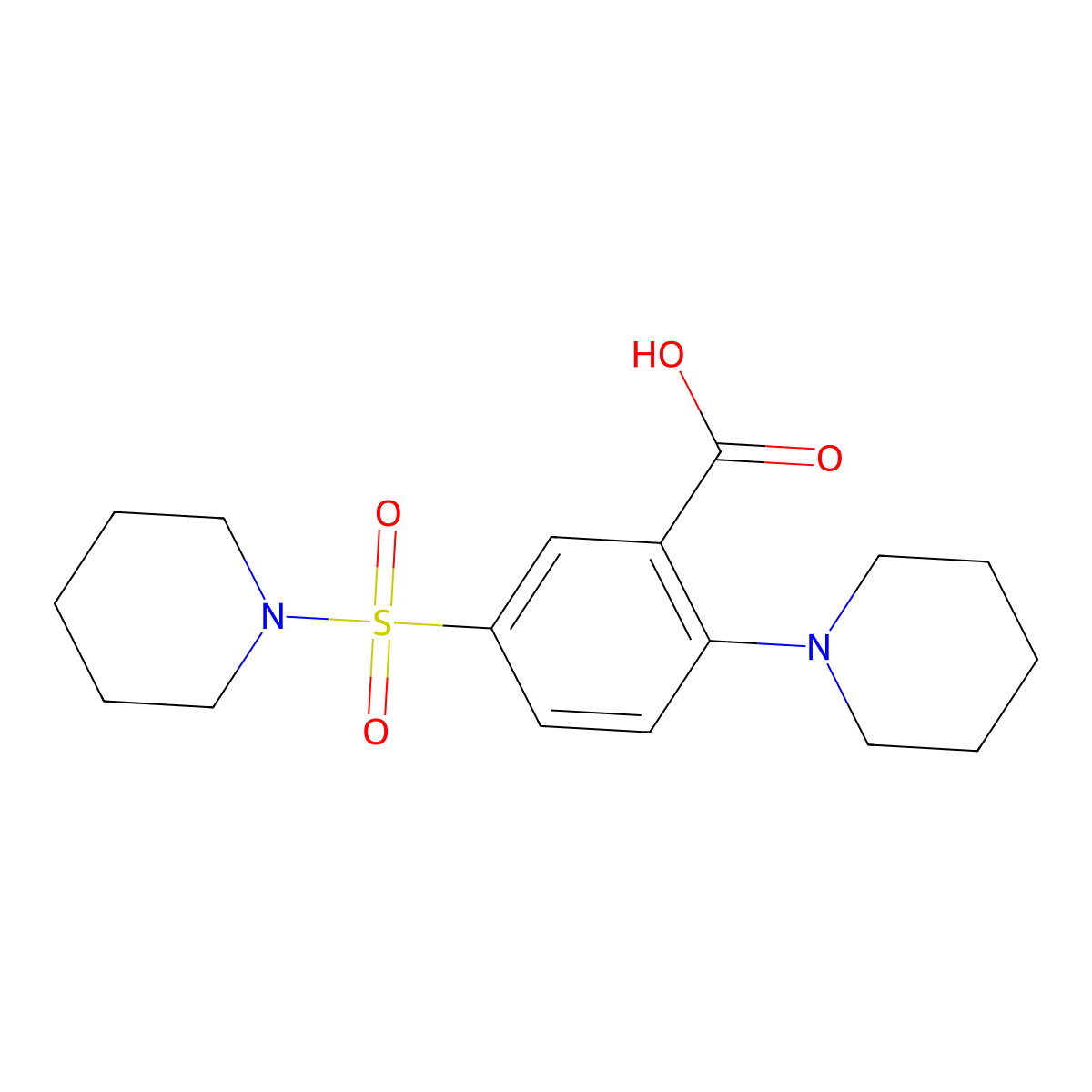 2-(Piperidin-1-yl)-5-(piperidine-1-sulfonyl)benzoic acid molecular structure, CAS 37093-37-1