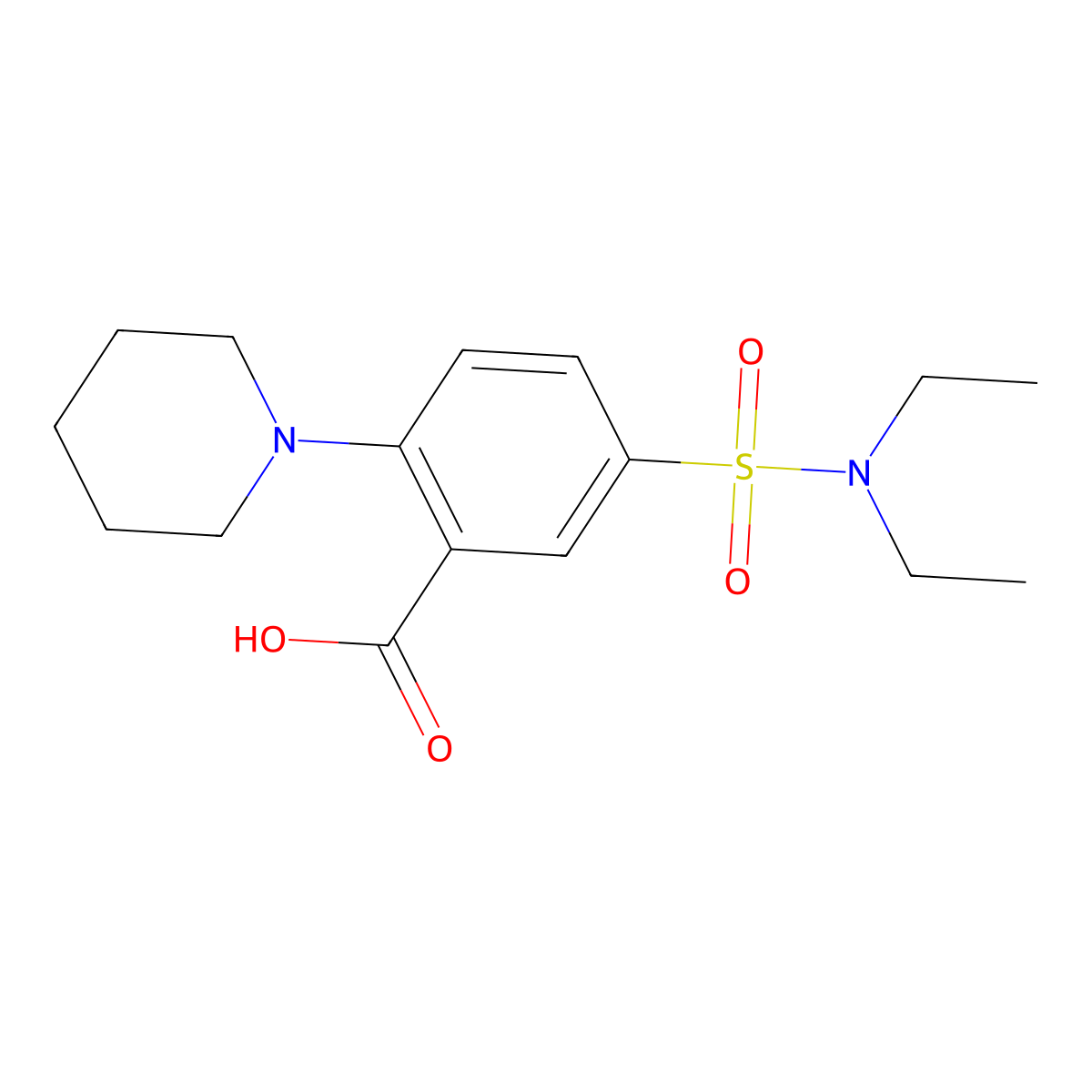 5-(Diethylsulfamoyl)-2-(piperidin-1-yl)benzoic acid molecular structure, CAS 37093-42-8