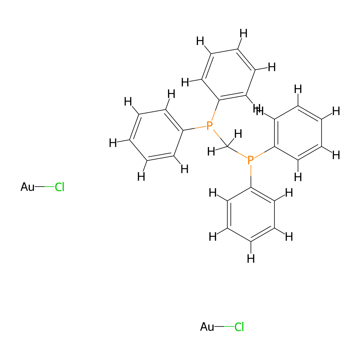 Bis(chlorogold(I)) bis(diphenylphosphino)methane molecular structure, CAS 37095-27-5