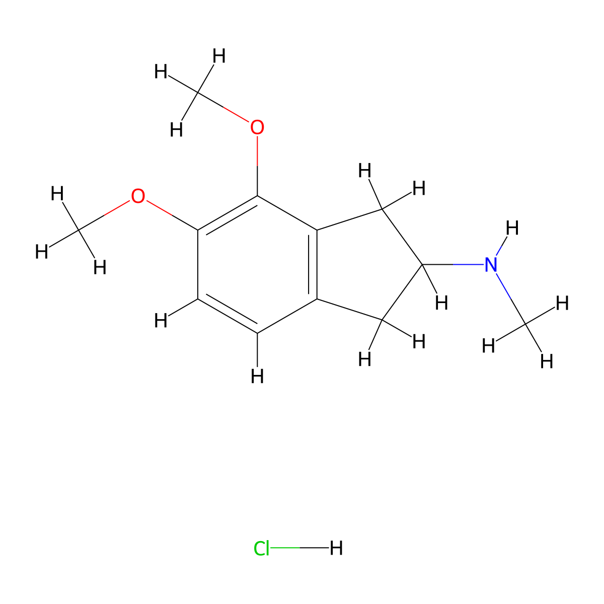 4,5-dimethoxy-N-methyl-2,3-dihydro-1H-inden-2-amine hydrochloride molecular structure, CAS 37096-39-2