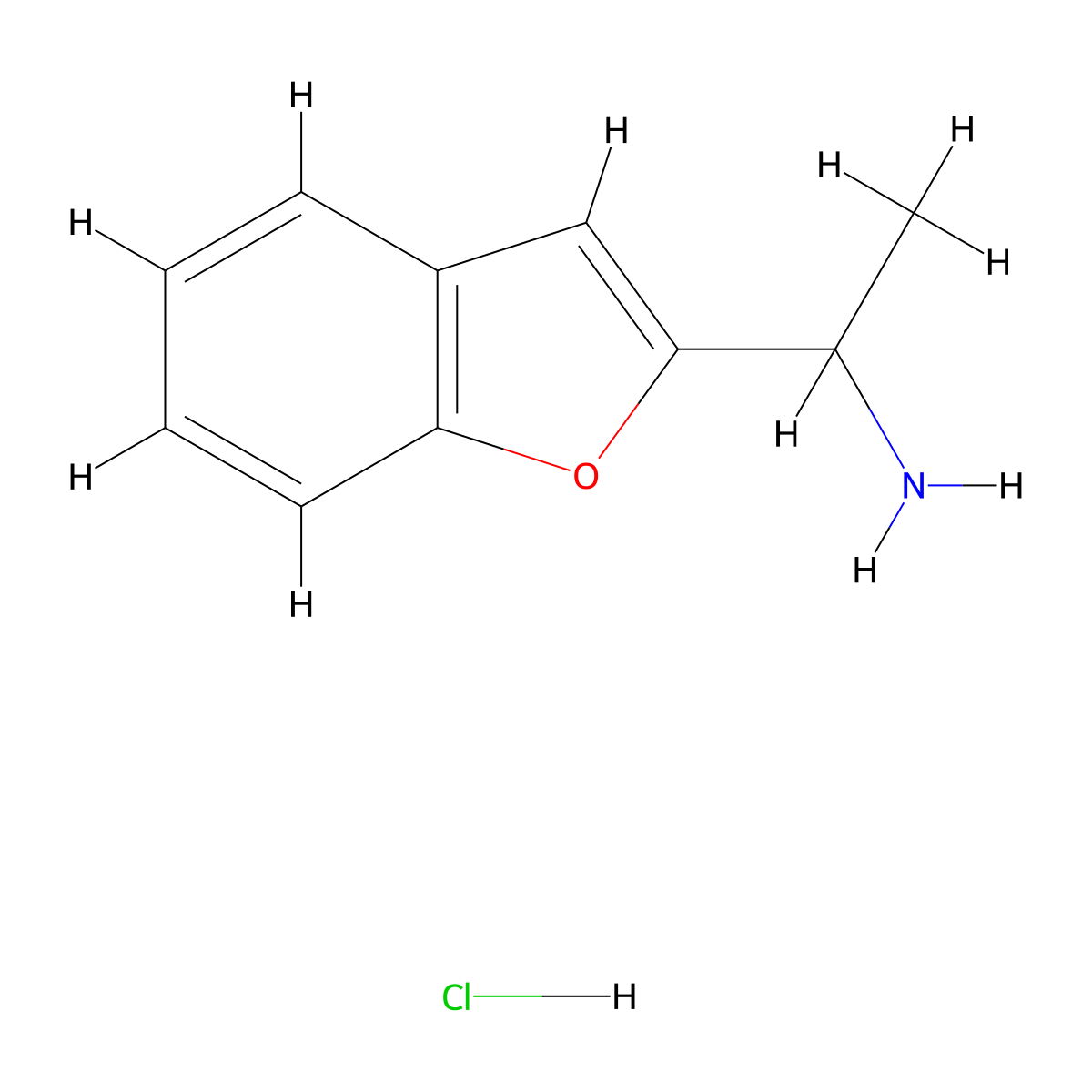 1-(1-Benzofuran-2-yl)-1-ethanamine hydrochloride molecular structure, CAS 3710-47-2