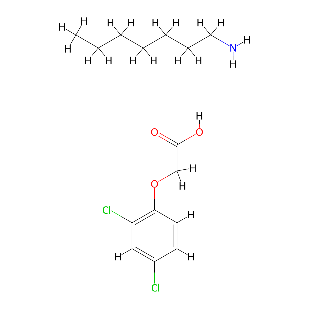 2,4-D heptylammonium salt molecular structure, CAS 37102-63-9