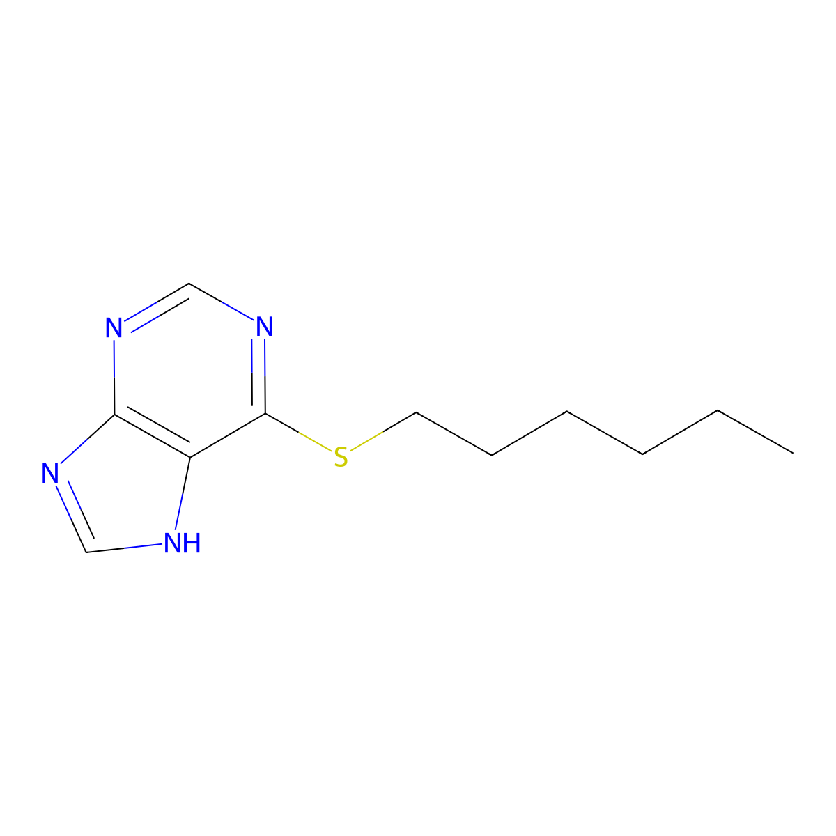 6-(Hexylthio)-1H-purine molecular structure, CAS 37109-78-7