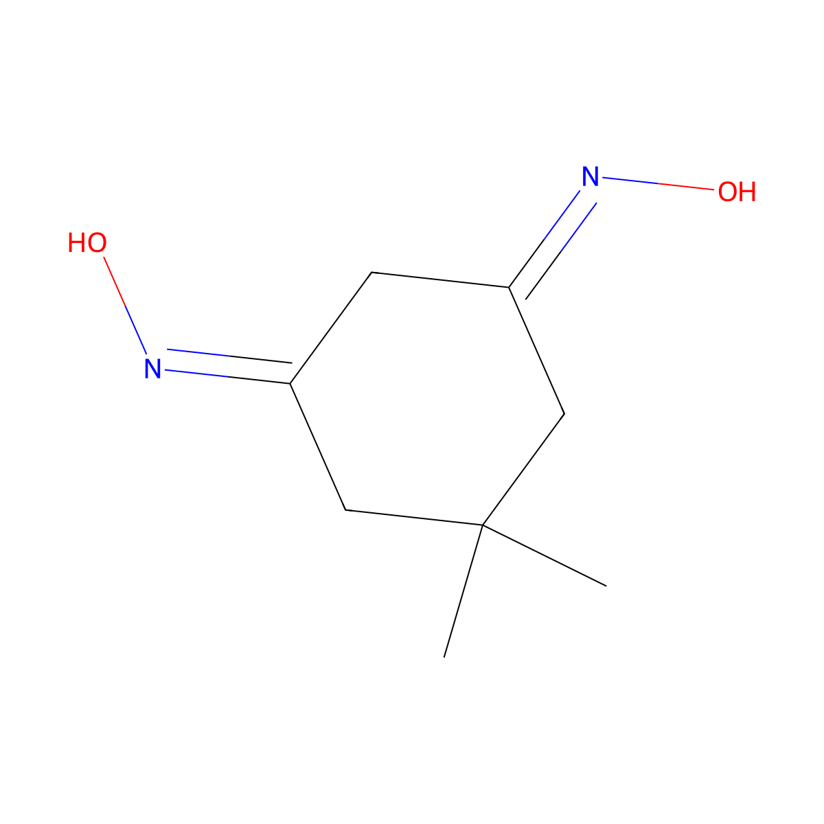 5,5-Dimethyl-1,3-cyclohexanedione 1,3-dioxime molecular structure, CAS 37110-24-0