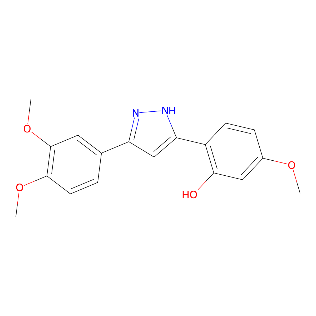 2-(5-(3,4-dimethoxyphenyl)-1H-pyrazol-3-yl)-5-methoxyphenol molecular structure, CAS 371115-64-9