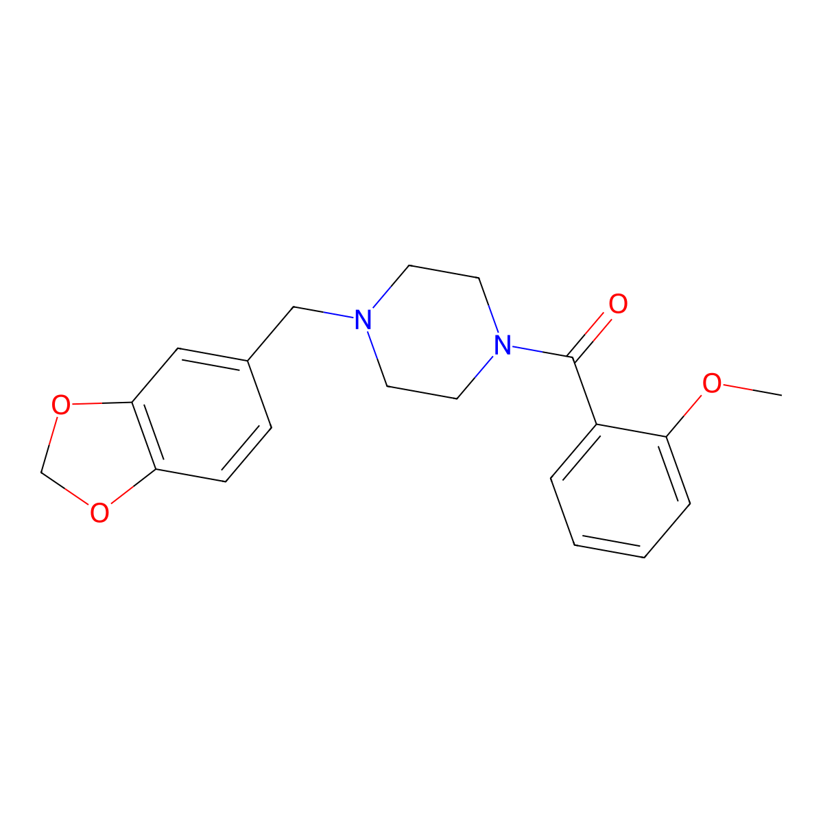 [4-(1,3-Benzodioxol-5-ylmethyl)piperazin-1-yl]-(2-methoxyphenyl)methanone molecular structure, CAS 371115-68-3