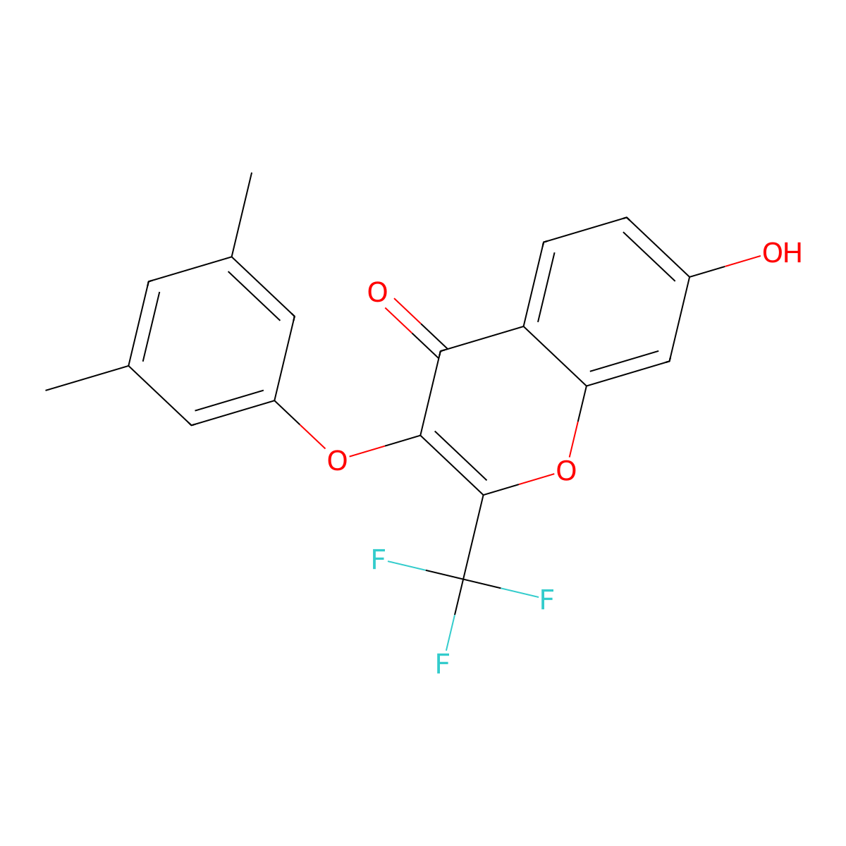 3-(3,5-dimethylphenoxy)-7-hydroxy-2-(trifluoromethyl)-4H-chromen-4-one molecular structure, CAS 371115-78-5