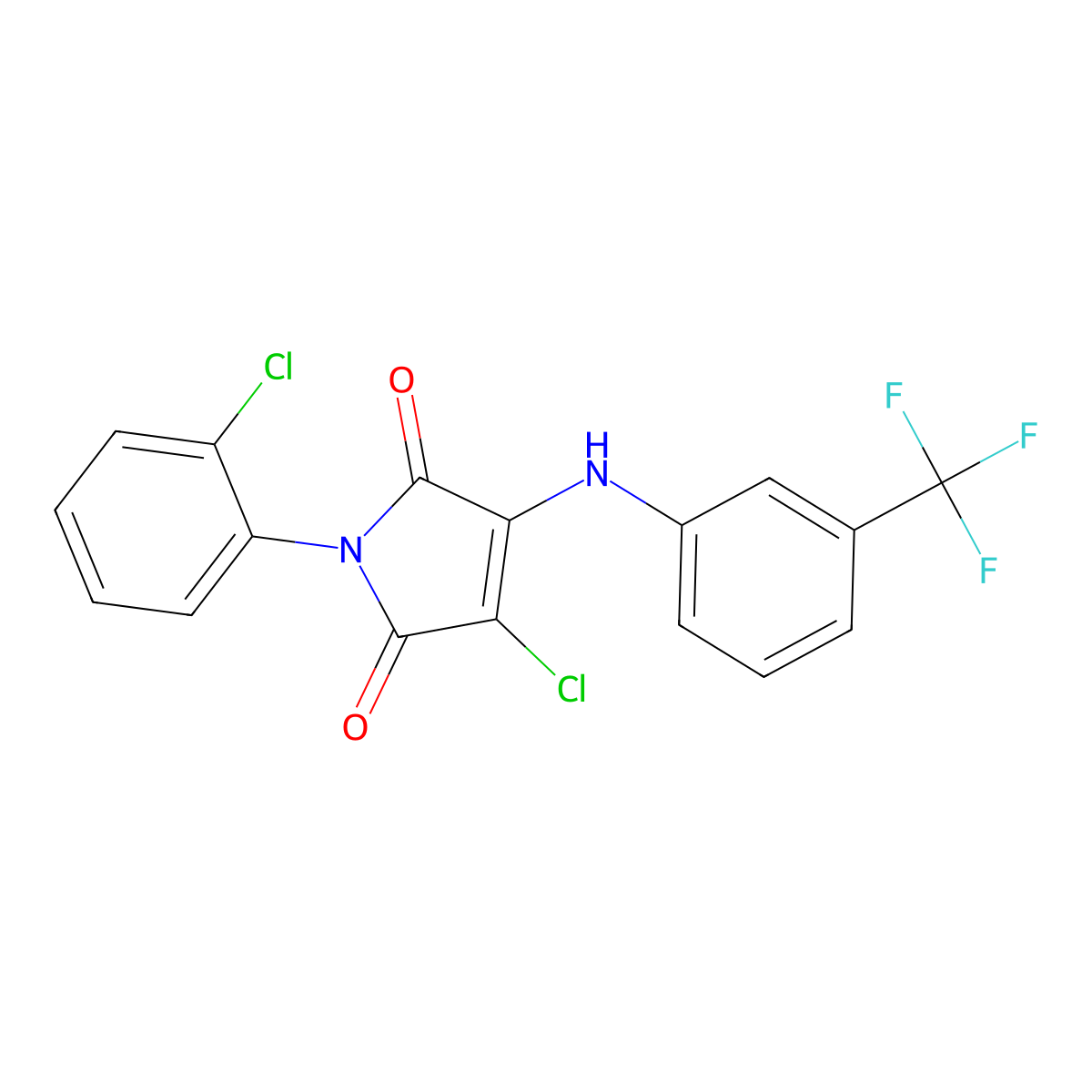 3-chloro-1-(2-chlorophenyl)-4-((3-(trifluoromethyl)phenyl)amino)-1H-pyrrole-2,5-dione molecular structure, CAS 371115-93-4
