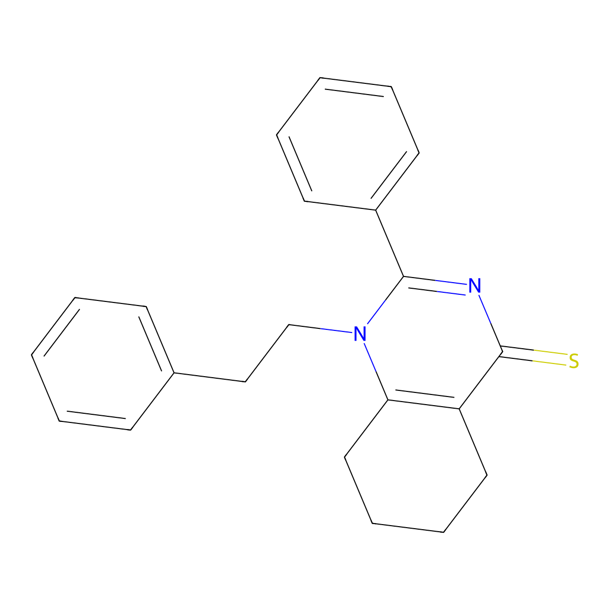 1-phenethyl-2-phenyl-5,6,7,8-tetrahydroquinazoline-4(1H)-thione molecular structure, CAS 371116-08-4