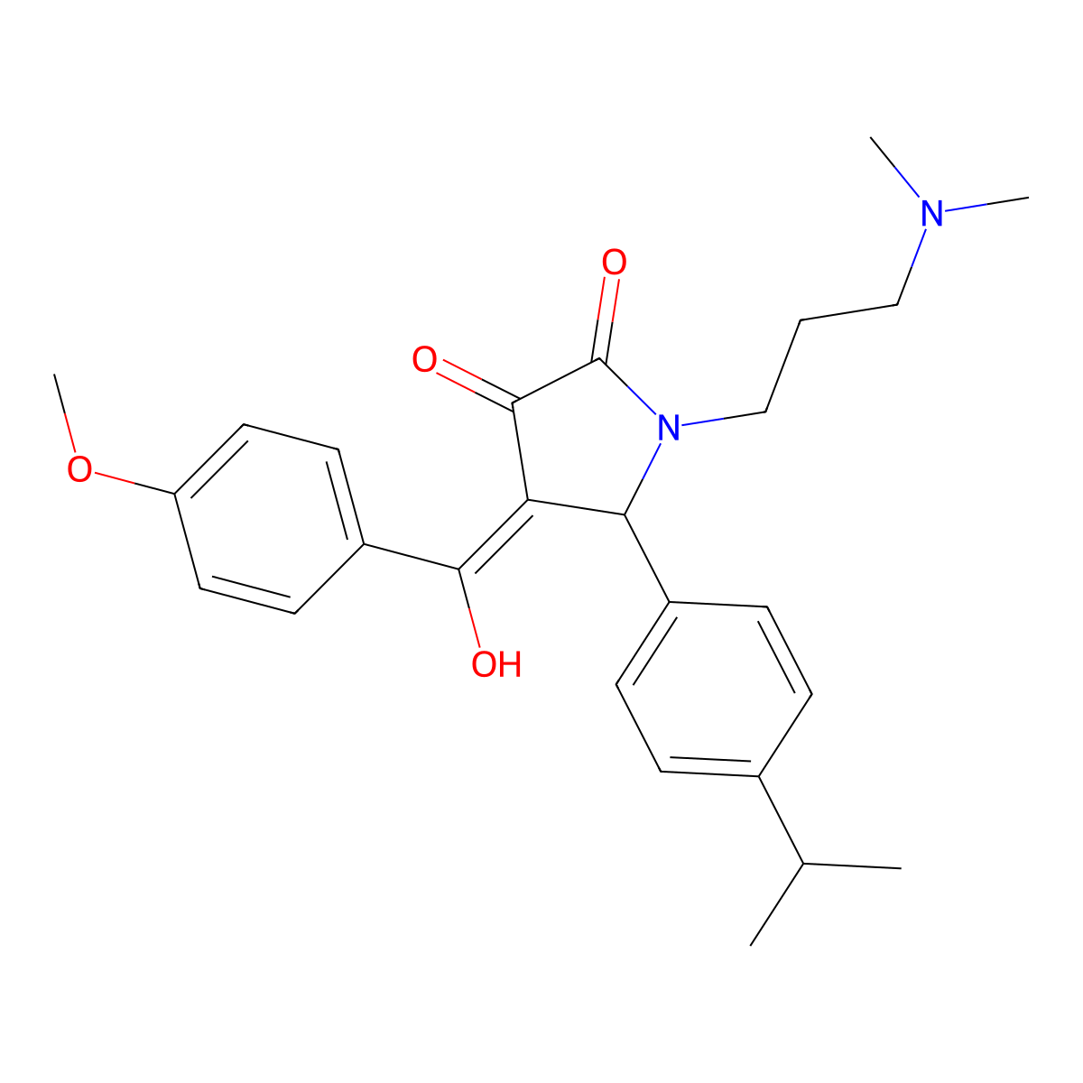 1-[3-(Dimethylamino)propyl]-4-[hydroxy-(4-methoxyphenyl)methylidene]-5-(4-propan-2-ylphenyl)pyrrolidine-2,3-dione molecular structure, CAS 371116-17-5