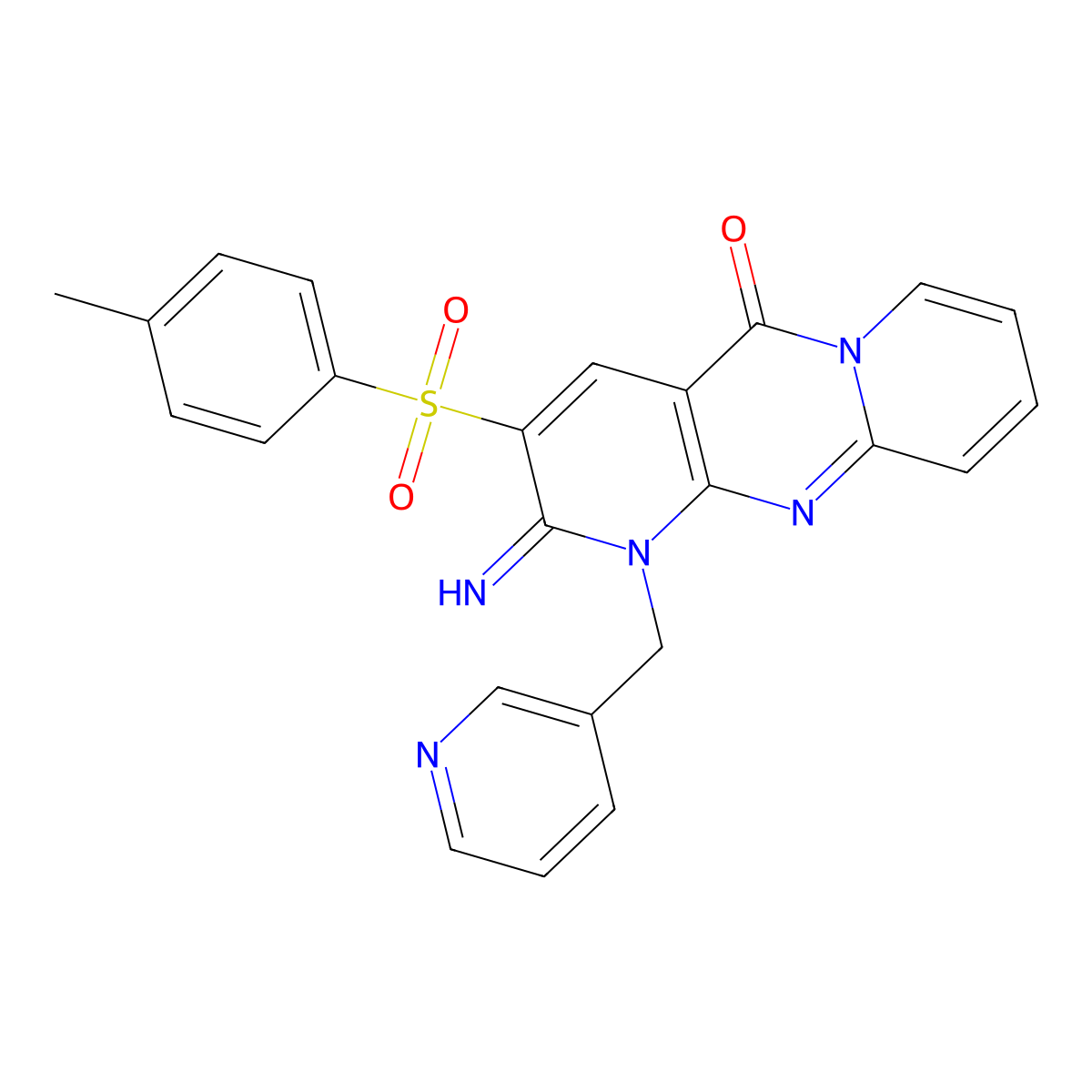 2-Imino-3-[(4-methylphenyl)sulfonyl]-1-(3-pyridinylmethyl)-1,2-dihydro-5H-dipyrido[1,2-A:2,3-D]pyrimidin-5-one molecular structure, CAS 371116-27-7