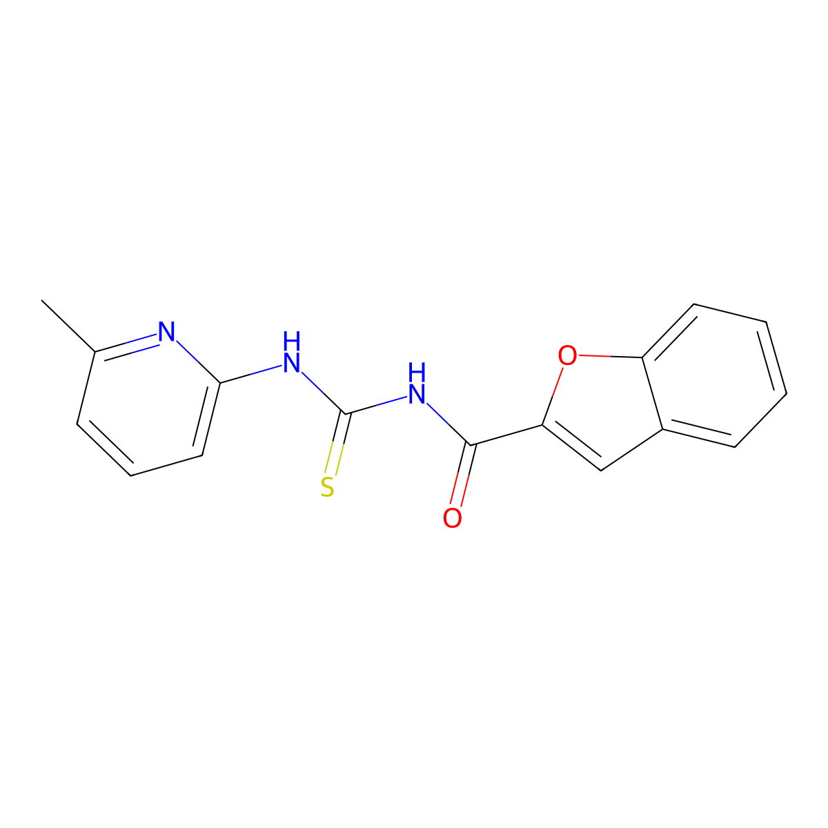 N-[(6-methylpyridin-2-yl)carbamothioyl]-1-benzofuran-2-carboxamide molecular structure, CAS 371116-34-6