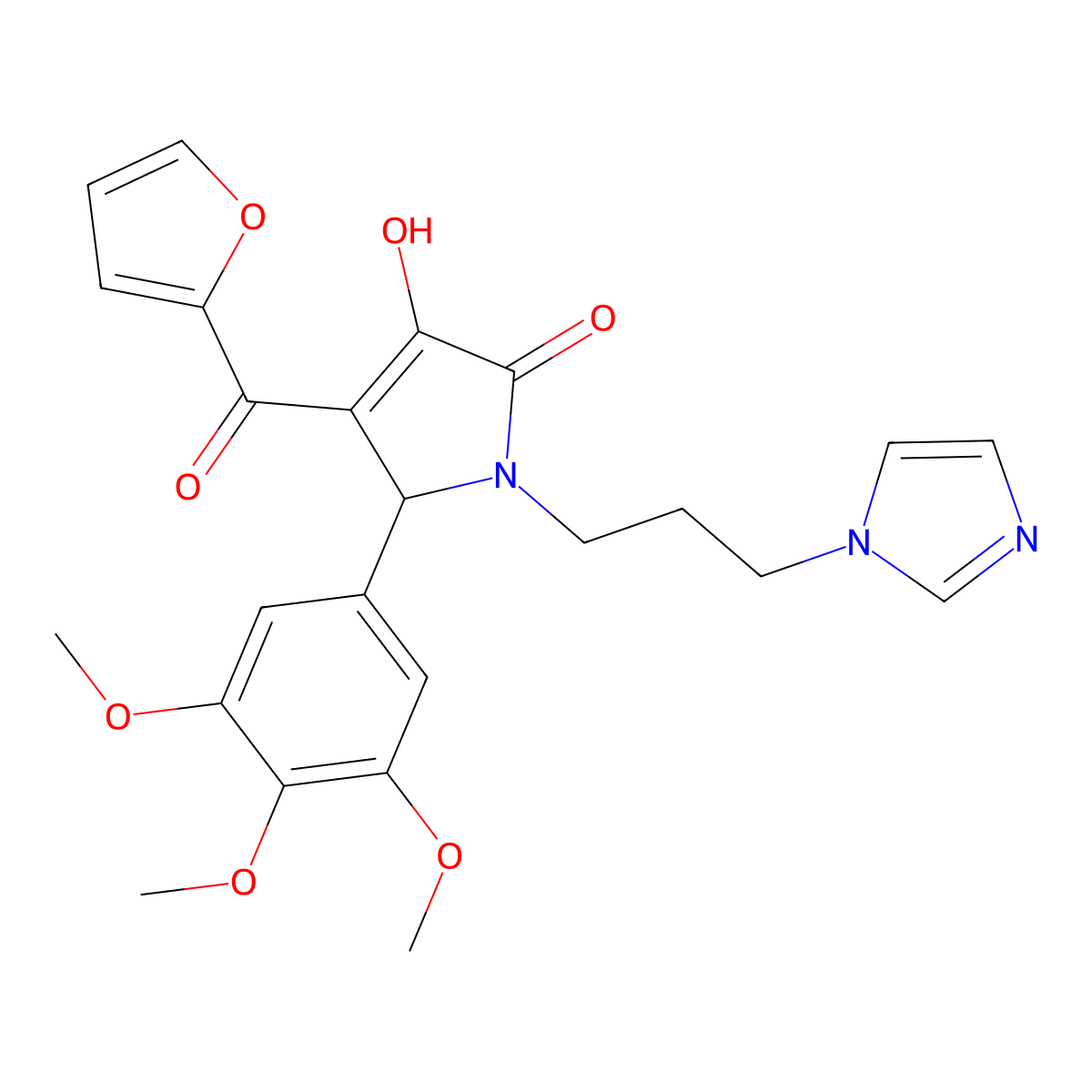 4-(2-Furylcarbonyl)-3-hydroxy-1-(3-imidazolylpropyl)-5-(3,4,5-trimethoxyphenyl)-3-pyrrolin-2-one molecular structure, CAS 371116-95-9