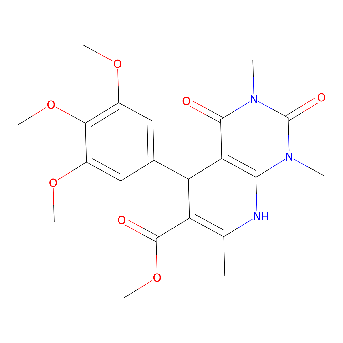 Methyl 1,3,7-trimethyl-2,4-dioxo-5-(3,4,5-trimethoxyphenyl)-1,2,3,4,5,8-hexahydropyrido[2,3-d]pyrimidine-6-carboxylate molecular structure, CAS 371117-25-8