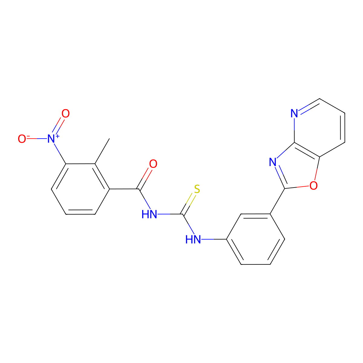 2-methyl-3-nitro-N-[[3-([1,3]oxazolo[4,5-b]pyridin-2-yl)phenyl]carbamothioyl]benzamide molecular structure, CAS 371117-62-3