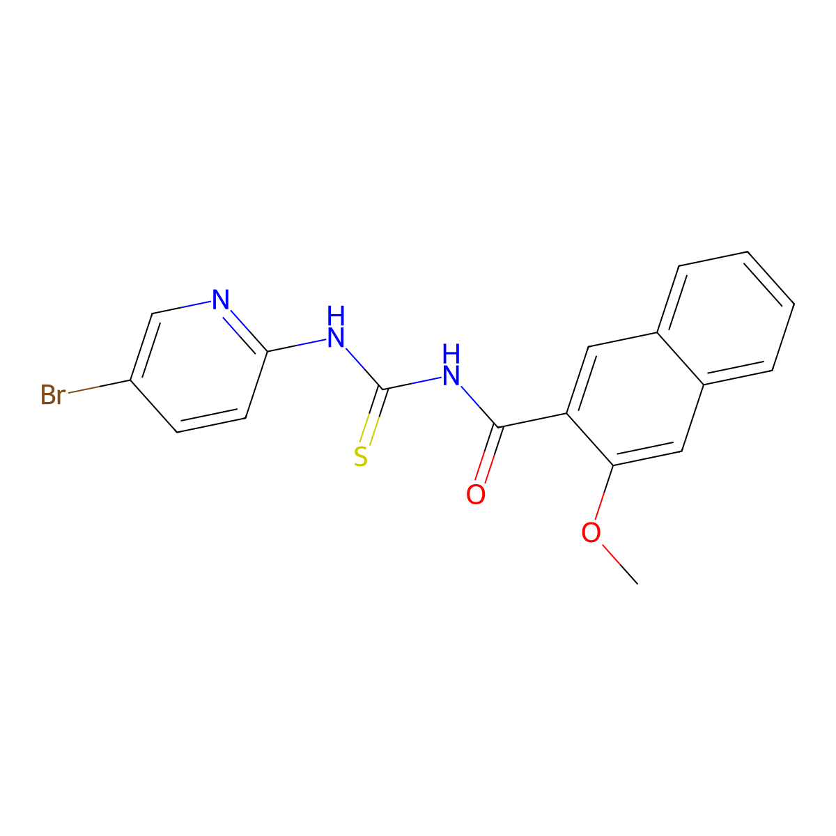 N-[(5-bromopyridin-2-yl)carbamothioyl]-3-methoxynaphthalene-2-carboxamide molecular structure, CAS 371118-00-2