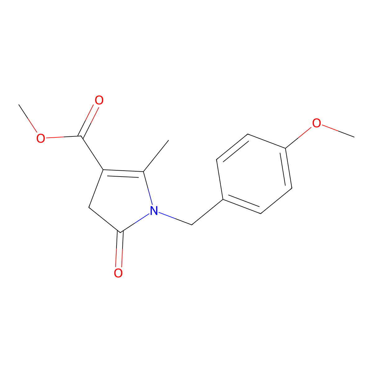 methyl 1-(4-methoxybenzyl)-2-methyl-5-oxo-4,5-dihydro-1H-pyrrole-3-carboxylate molecular structure, CAS 371118-24-0