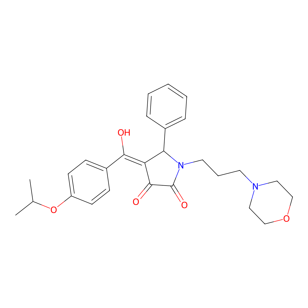 3-hydroxy-1-[3-(morpholin-4-yl)propyl]-5-phenyl-4-[4-(propan-2-yloxy)benzoyl]-2,5-dihydro-1H-pyrrol-2-one molecular structure, CAS 371118-49-9