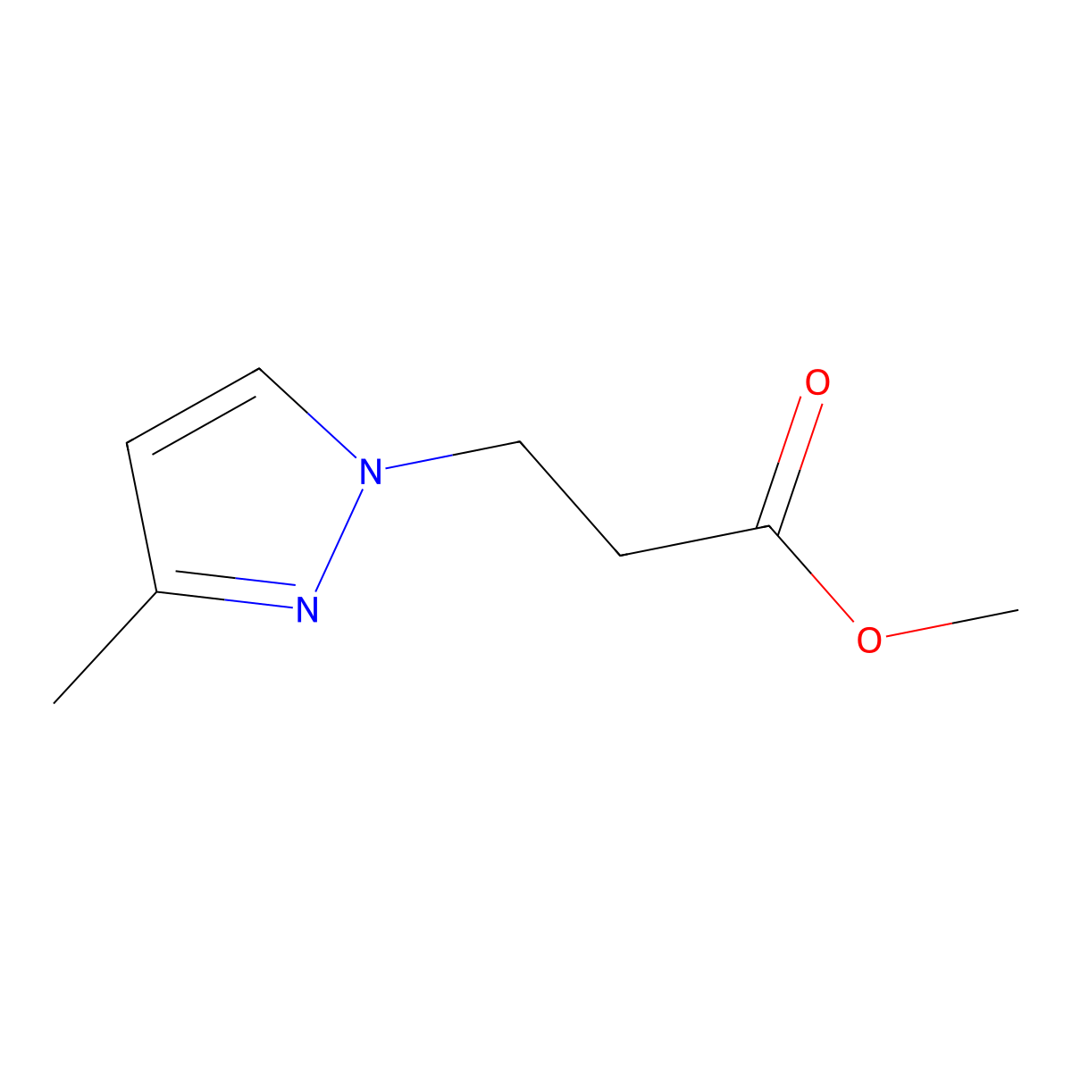 methyl 3-(3-methyl-1H-pyrazol-1-yl)propanoate molecular structure, CAS 371118-71-7