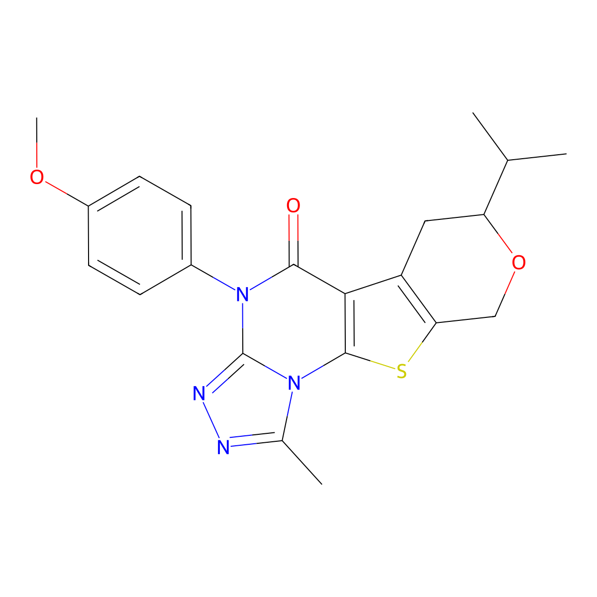 7-isopropyl-4-(4-methoxyphenyl)-1-methyl-6,7-dihydro-4H-pyrano[4',3':4,5]thieno[3,2-e][1,2,4]triazolo[4,3-a]pyrimidin-5(9H)-one molecular structure, CAS 371119-12-9