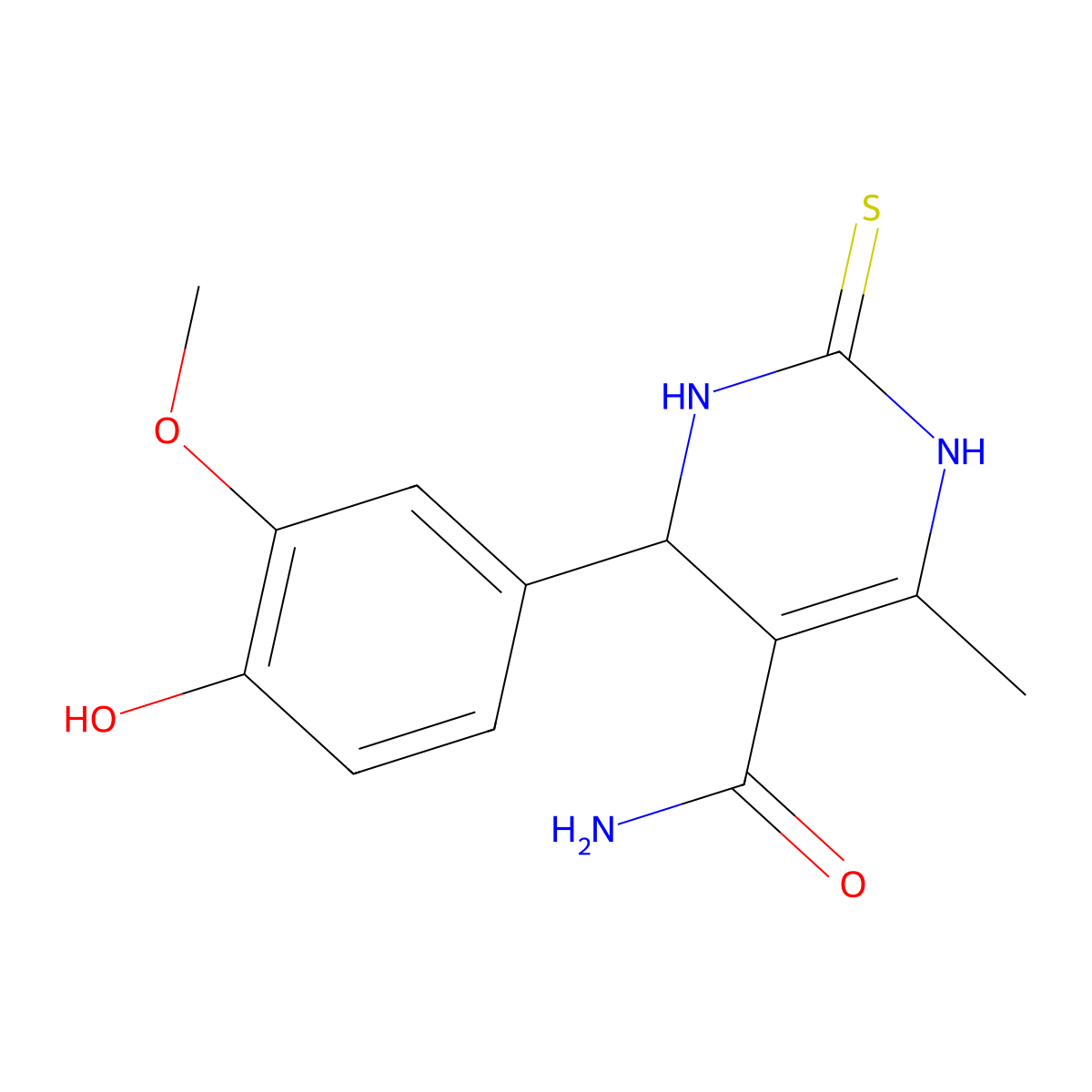 4-(4-Hydroxy-3-methoxyphenyl)-6-methyl-2-thioxo-1,2,3,4-tetrahydropyrimidine-5-carboxamide molecular structure, CAS 371119-23-2