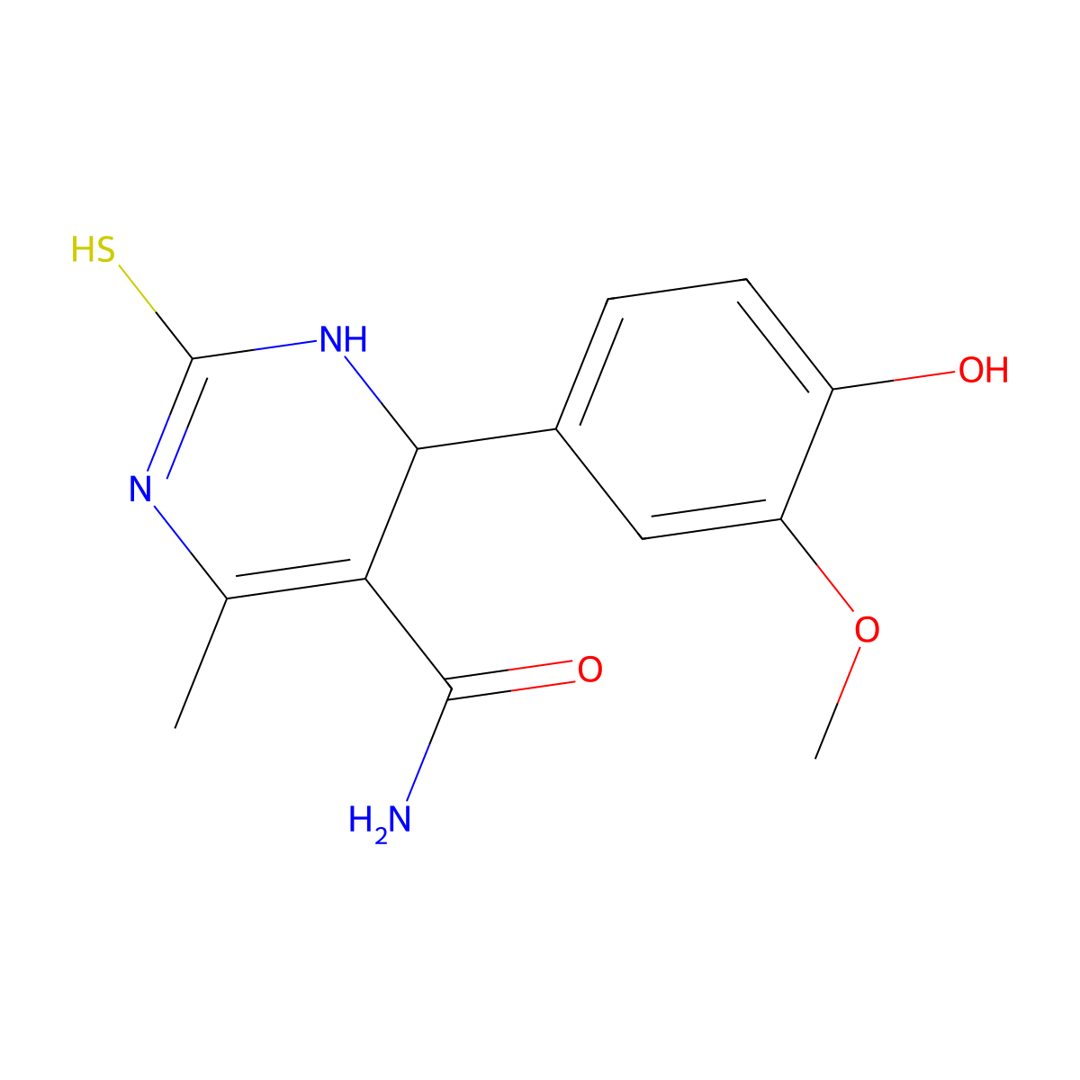 4-(4-Hydroxy-3-methoxyphenyl)-6-methyl-2-thioxo-1,2,3,4-tetrahydropyrimidine-5-carboxamide molecular structure, CAS 371119-23-2