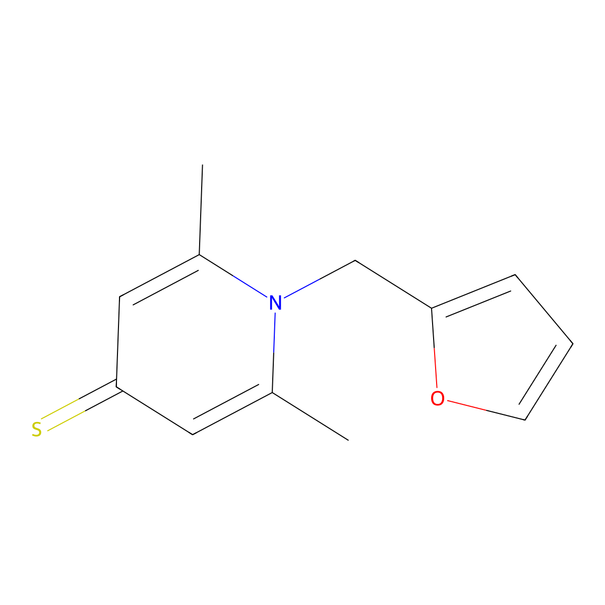 1-(furan-2-ylmethyl)-2,6-dimethylpyridine-4(1H)-thione molecular structure, CAS 371119-37-8