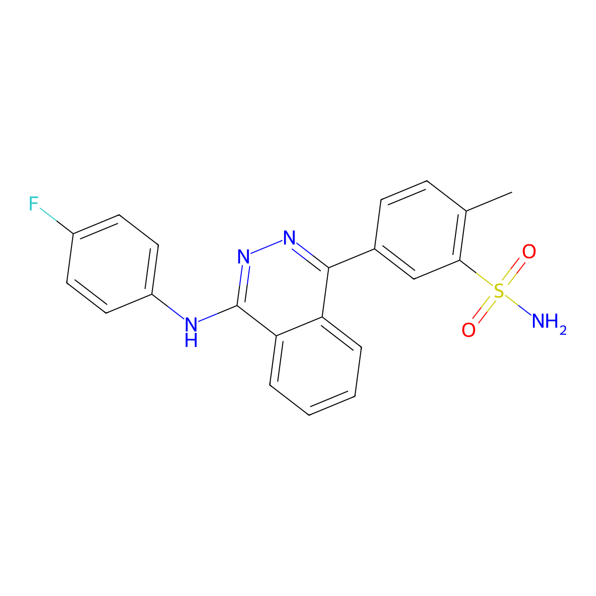 5-{4-[(4-Fluorophenyl)amino]phthalazin-1-yl}-2-methylbenzenesulfonamide molecular structure, CAS 371119-52-7