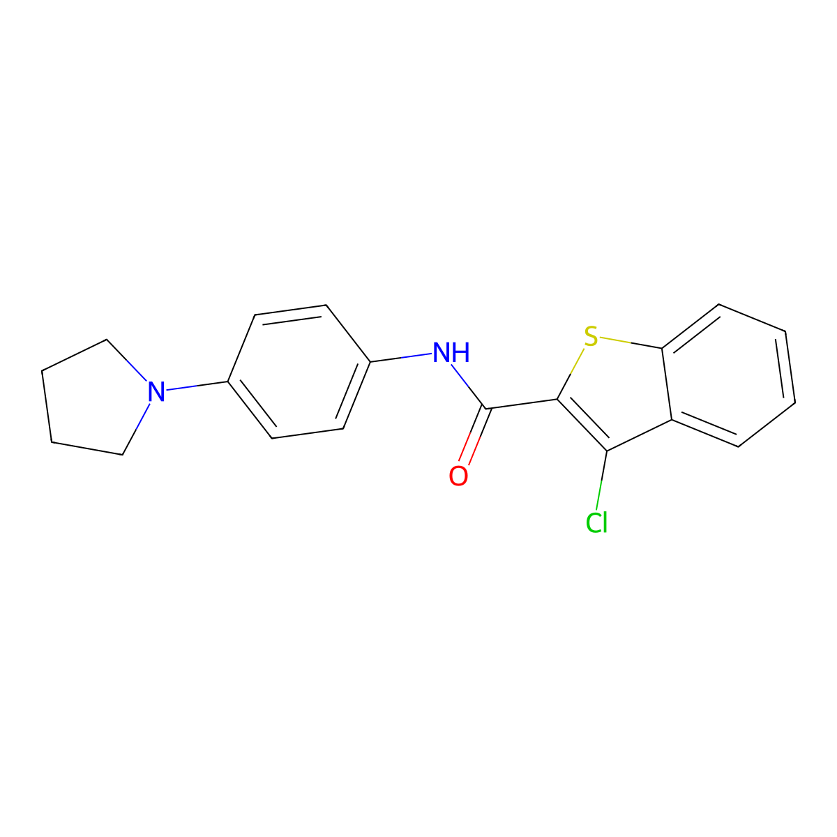 3-chloro-N-[4-(pyrrolidin-1-yl)phenyl]-1-benzothiophene-2-carboxamide molecular structure, CAS 371119-86-7
