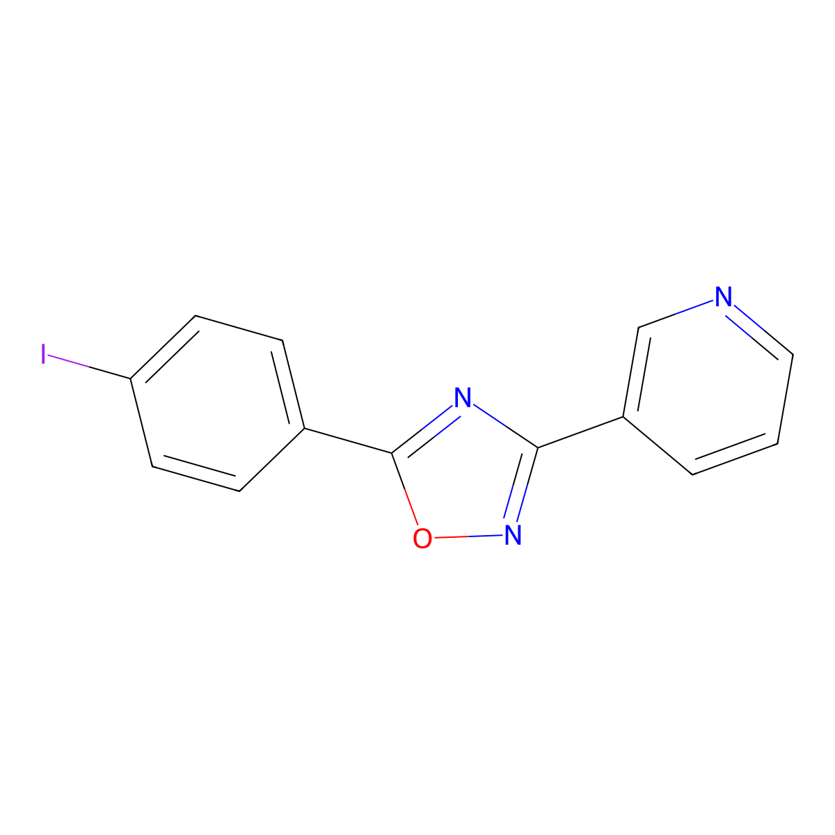 3-[5-(4-Iodophenyl)-1,2,4-oxadiazol-3-yl]pyridine molecular structure, CAS 371119-91-4