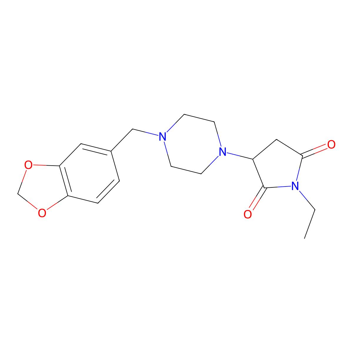 3-[4-(1,3-Benzodioxol-5-ylmethyl)piperazin-1-yl]-1-ethylpyrrolidine-2,5-dione molecular structure, CAS 371120-22-8