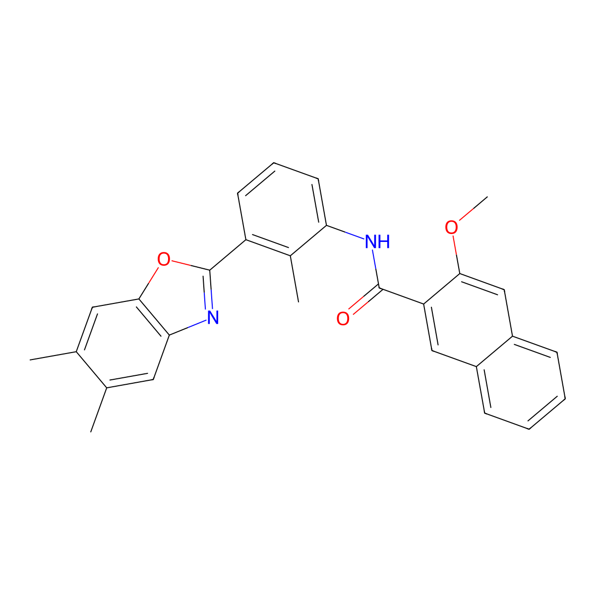 N-[3-(5,6-dimethyl-1,3-benzoxazol-2-yl)-2-methylphenyl]-3-methoxynaphthalene-2-carboxamide molecular structure, CAS 371120-38-6