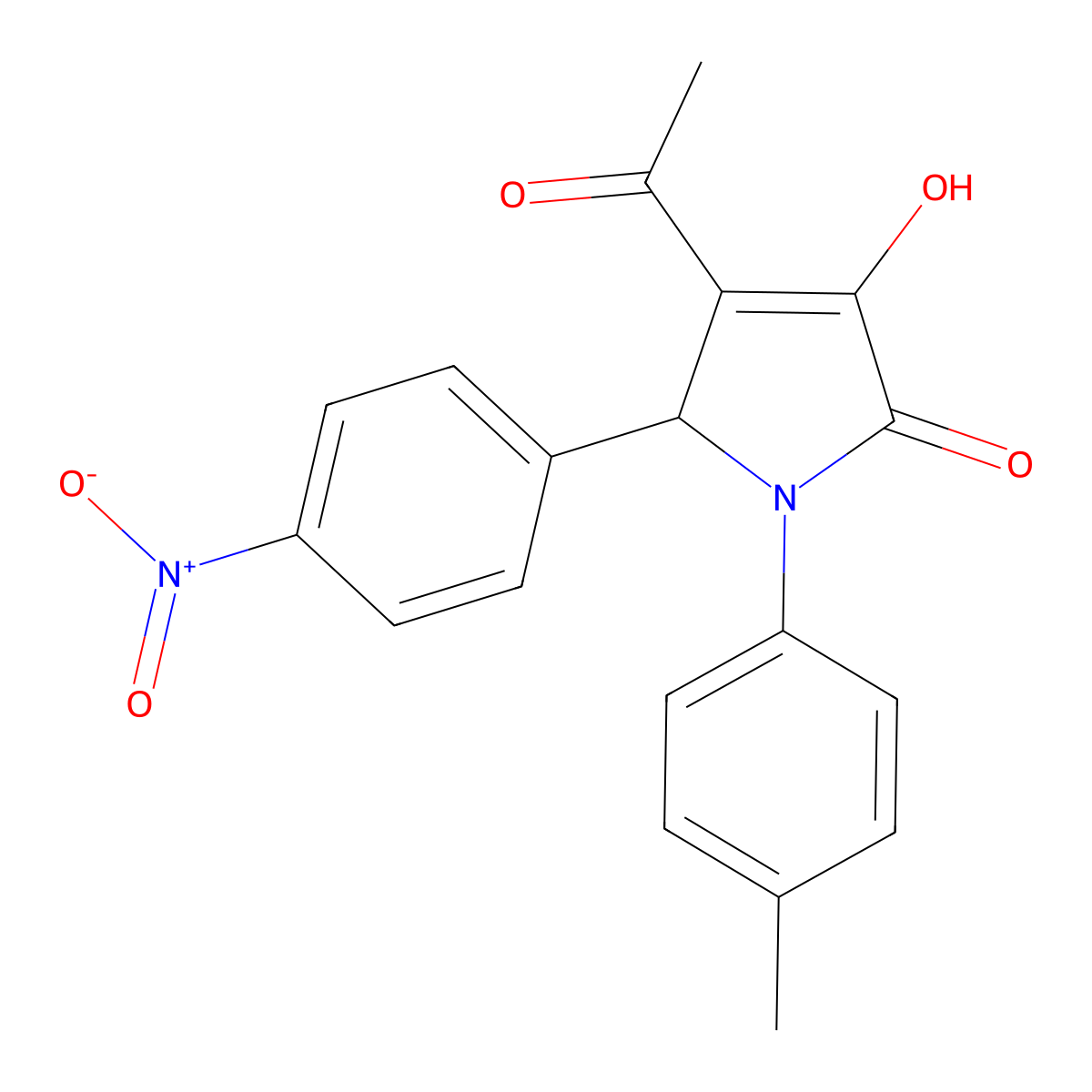 3-acetyl-4-hydroxy-1-(4-methylphenyl)-2-(4-nitrophenyl)-2H-pyrrol-5-one molecular structure, CAS 371123-71-6