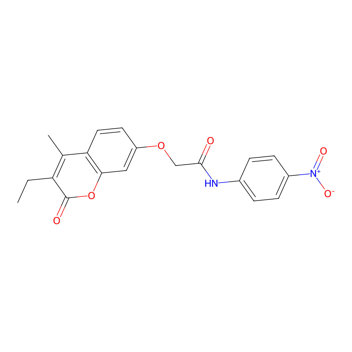 2-(3-ethyl-4-methyl-2-oxochromen-7-yl)oxy-N-(4-nitrophenyl)acetamide molecular structure, CAS 371124-23-1