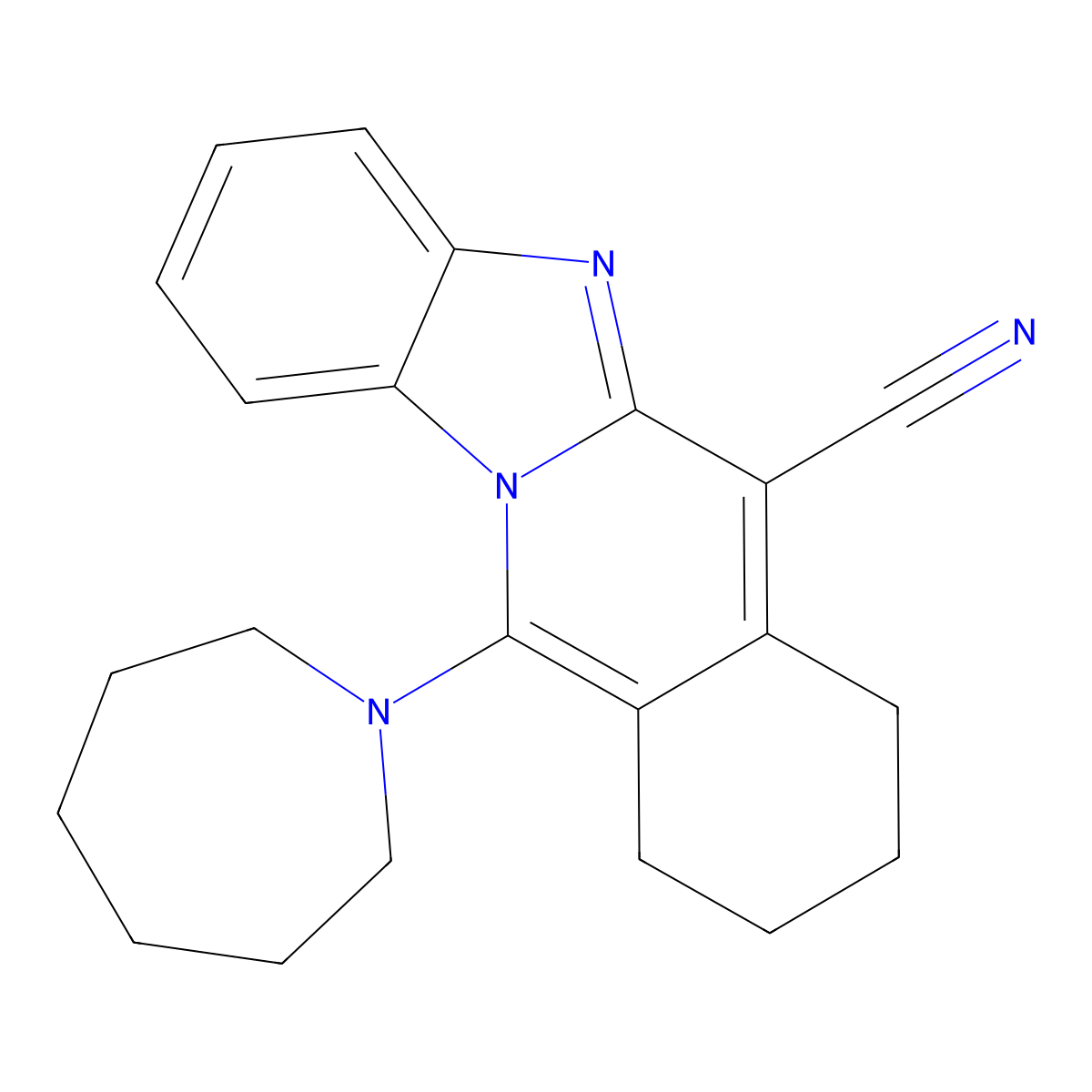 11-(Azepan-1-yl)-7,8,9,10-tetrahydrobenzimidazo[1,2-b]isoquinoline-6-carbonitrile molecular structure, CAS 371124-42-4