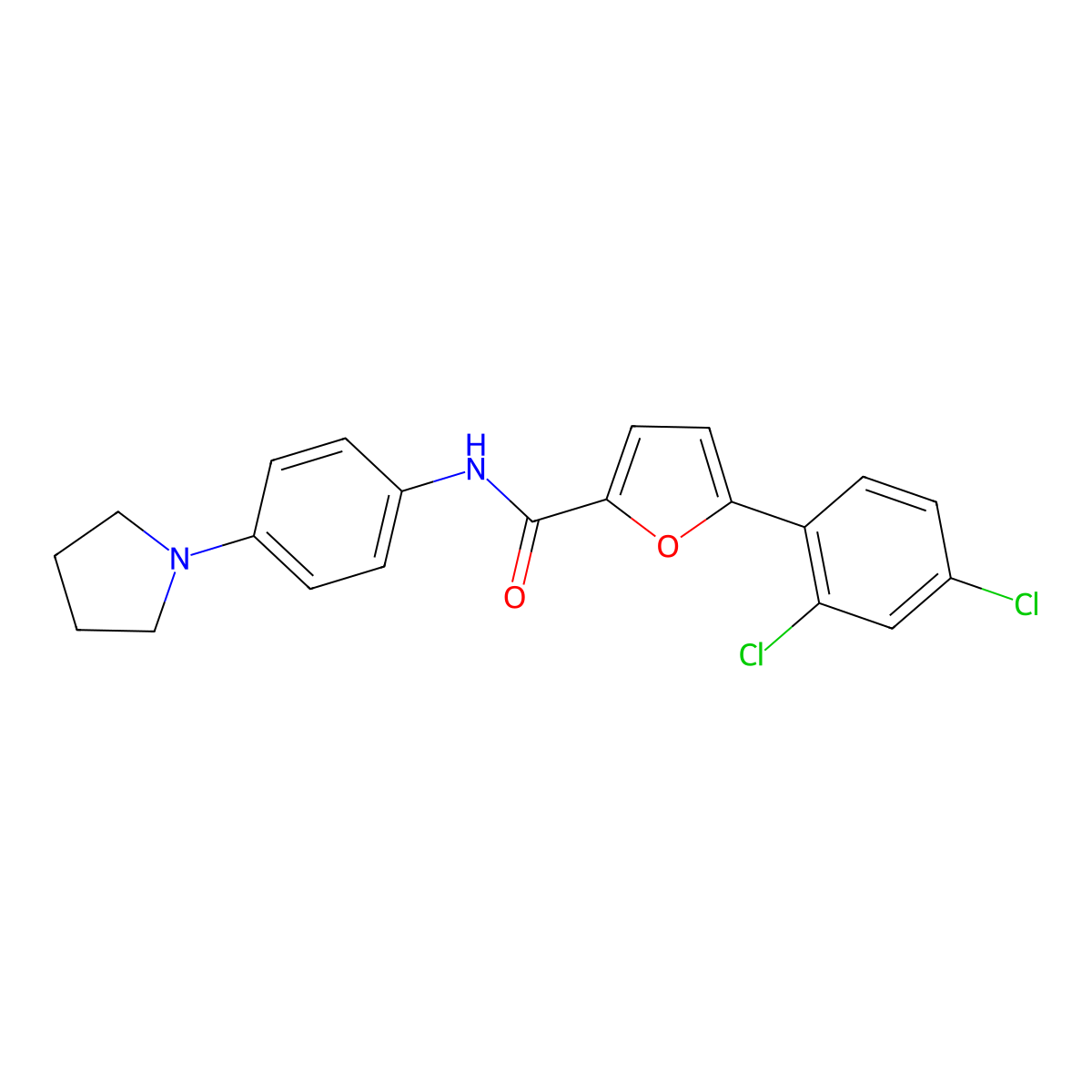 5-(2,4-dichlorophenyl)-N-(4-pyrrolidin-1-ylphenyl)furan-2-carboxamide molecular structure, CAS 371124-54-8