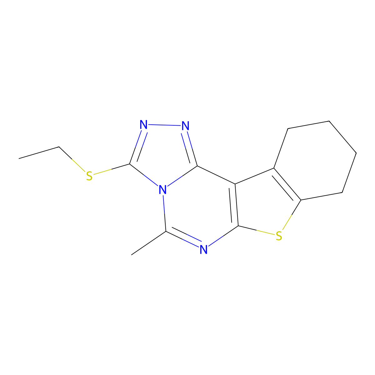 3-(Ethylsulfanyl)-5-methyl-8,9,10,11-tetrahydro[1]benzothieno[3,2-e][1,2,4]triazolo[4,3-c]pyrimidine molecular structure, CAS 371124-57-1