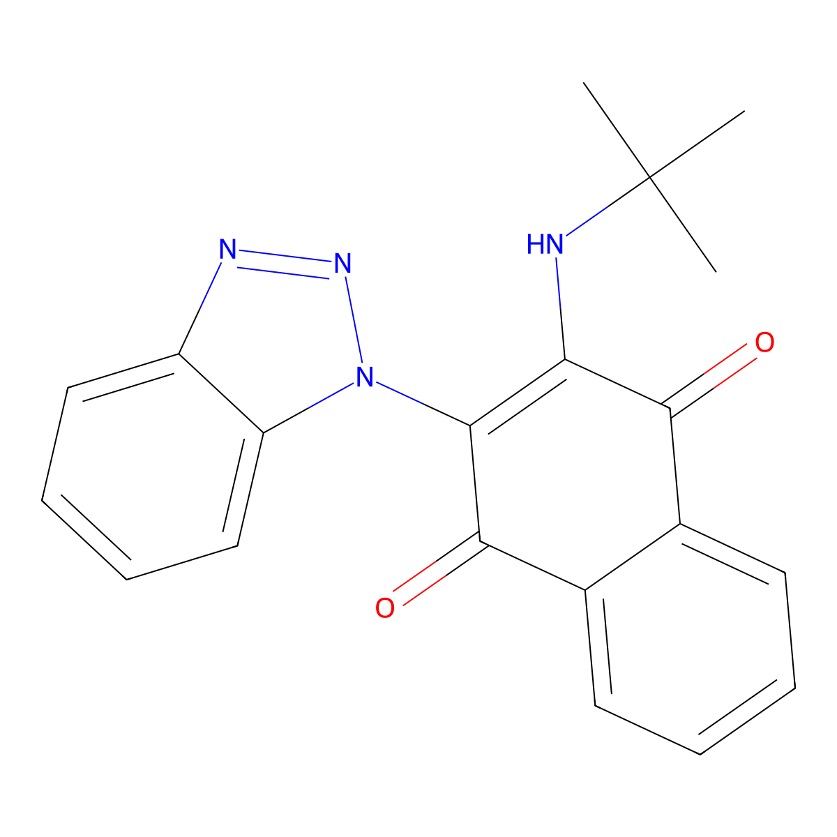 2-(1H-benzo[d][1,2,3]triazol-1-yl)-3-(tert-butylamino)naphthalene-1,4-dione molecular structure, CAS 371124-80-0