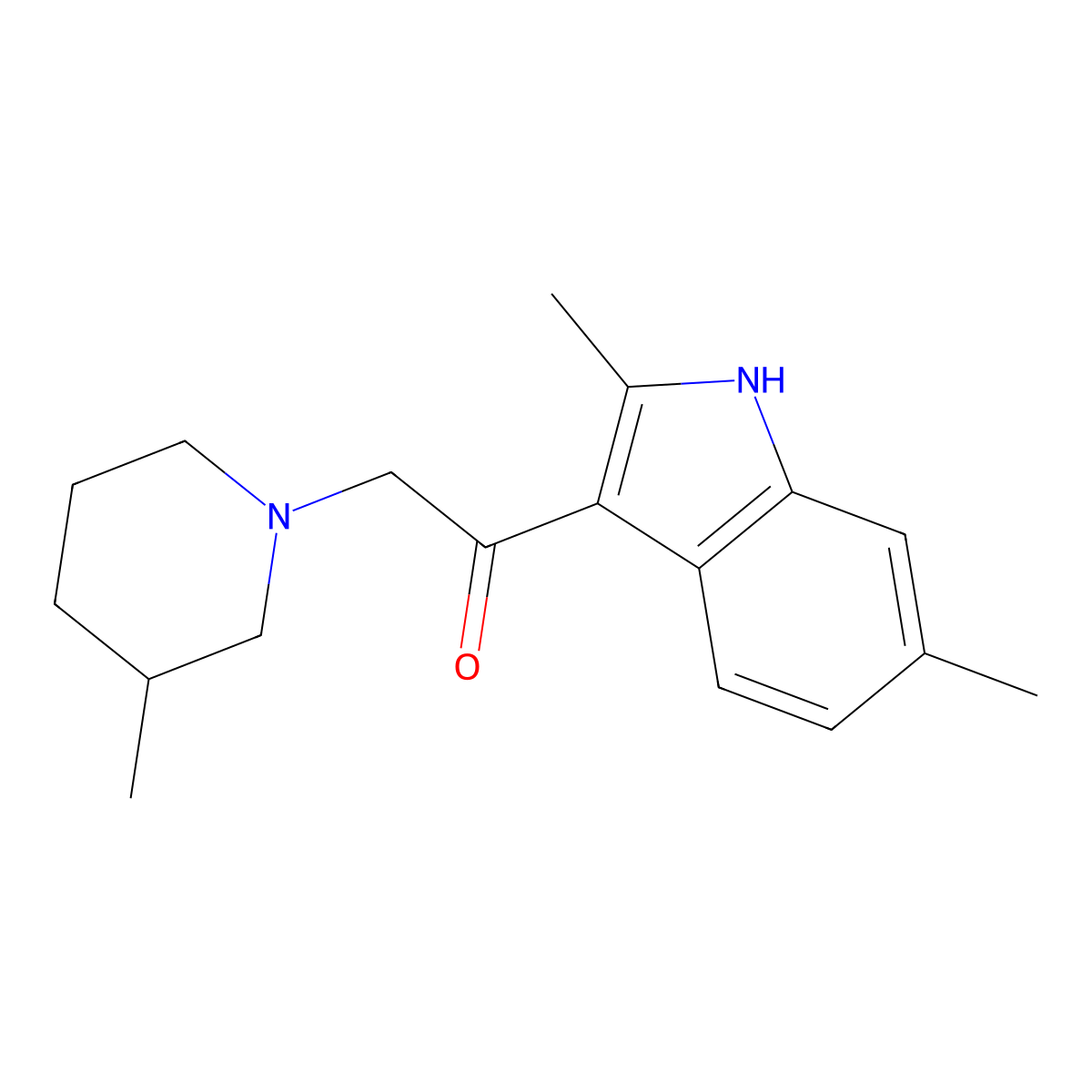 1-(2,6-dimethyl-1H-indol-3-yl)-2-(3-methylpiperidin-1-yl)ethanone molecular structure, CAS 371125-26-7