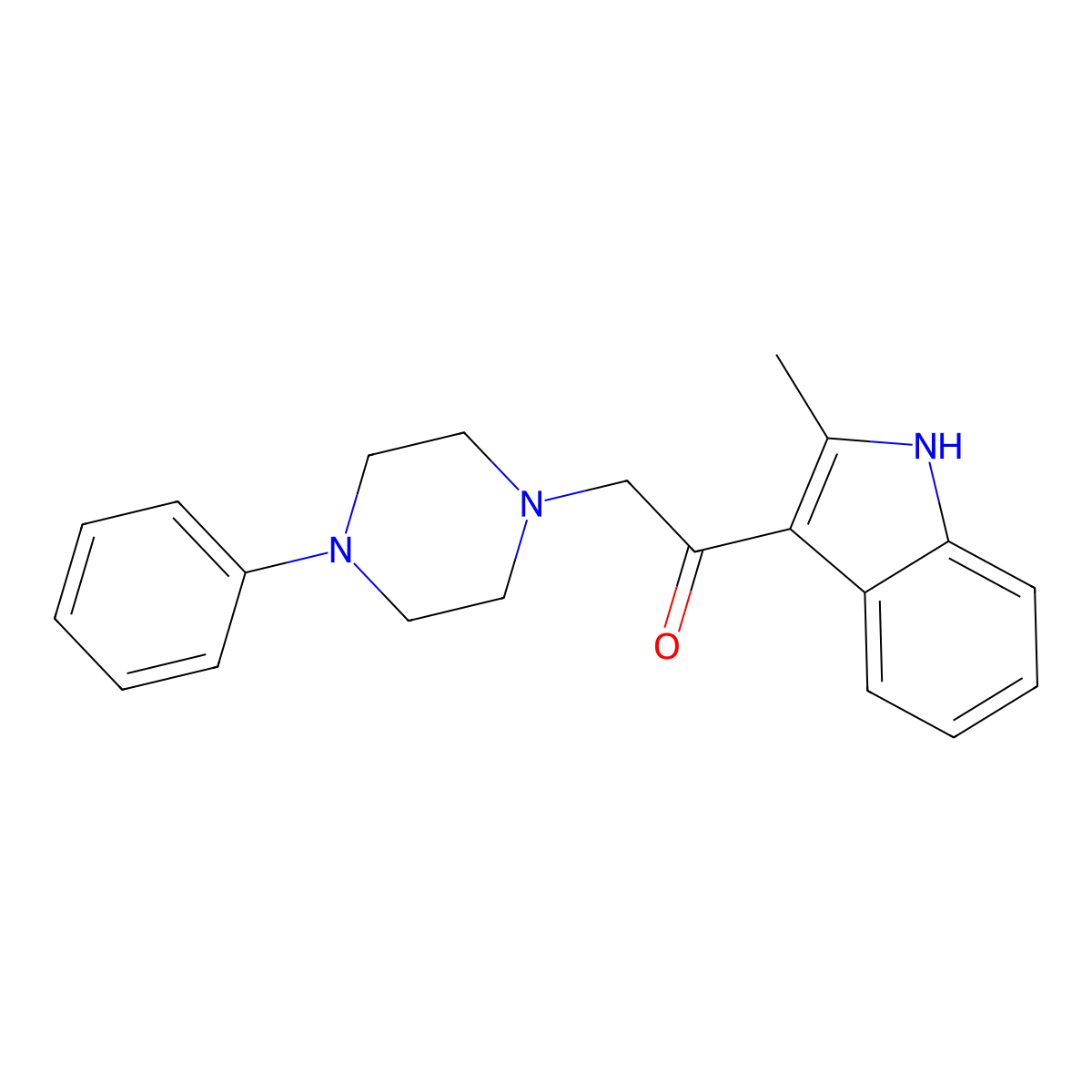 1-(2-methyl-1H-indol-3-yl)-2-(4-phenylpiperazin-1-yl)ethanone molecular structure, CAS 371125-27-8