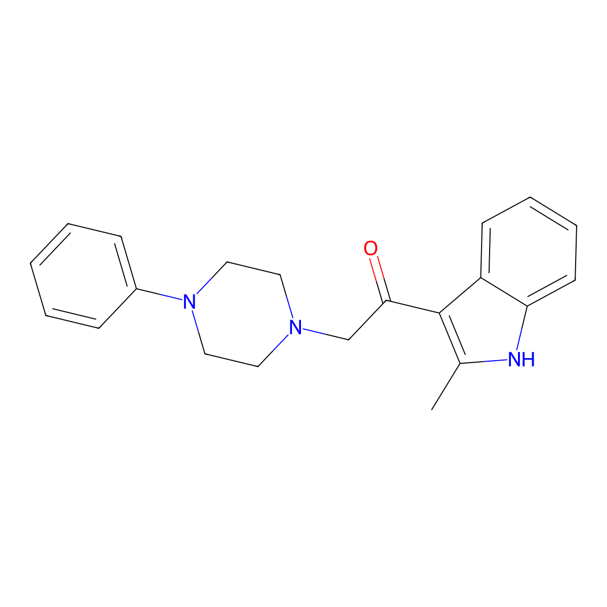 1-(2-methyl-1H-indol-3-yl)-2-(4-phenylpiperazin-1-yl)ethanone molecular structure, CAS 371125-27-8