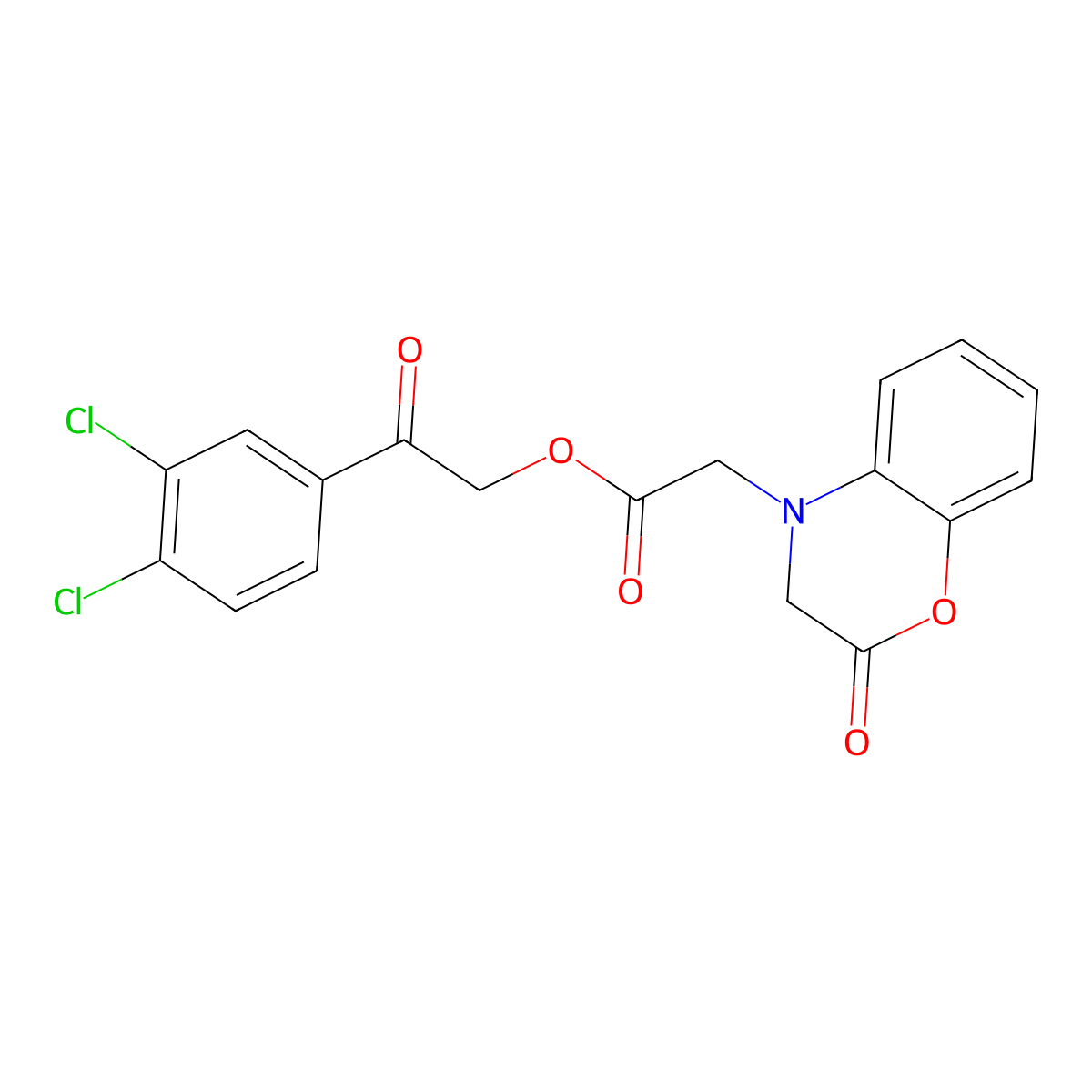 2-(3,4-dichlorophenyl)-2-oxoethyl (2-oxo-2,3-dihydro-4H-1,4-benzoxazin-4-yl)acetate molecular structure, CAS 371125-38-1